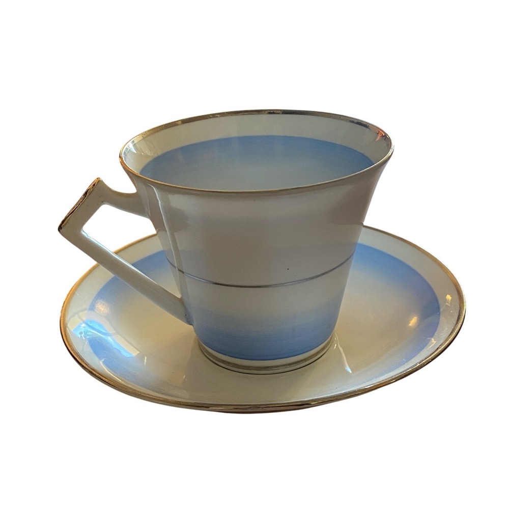 Royal York Blue Ombre Gold Trim Bone China Tea Cup Saucer Set England Vintage - Picture 3 of 16